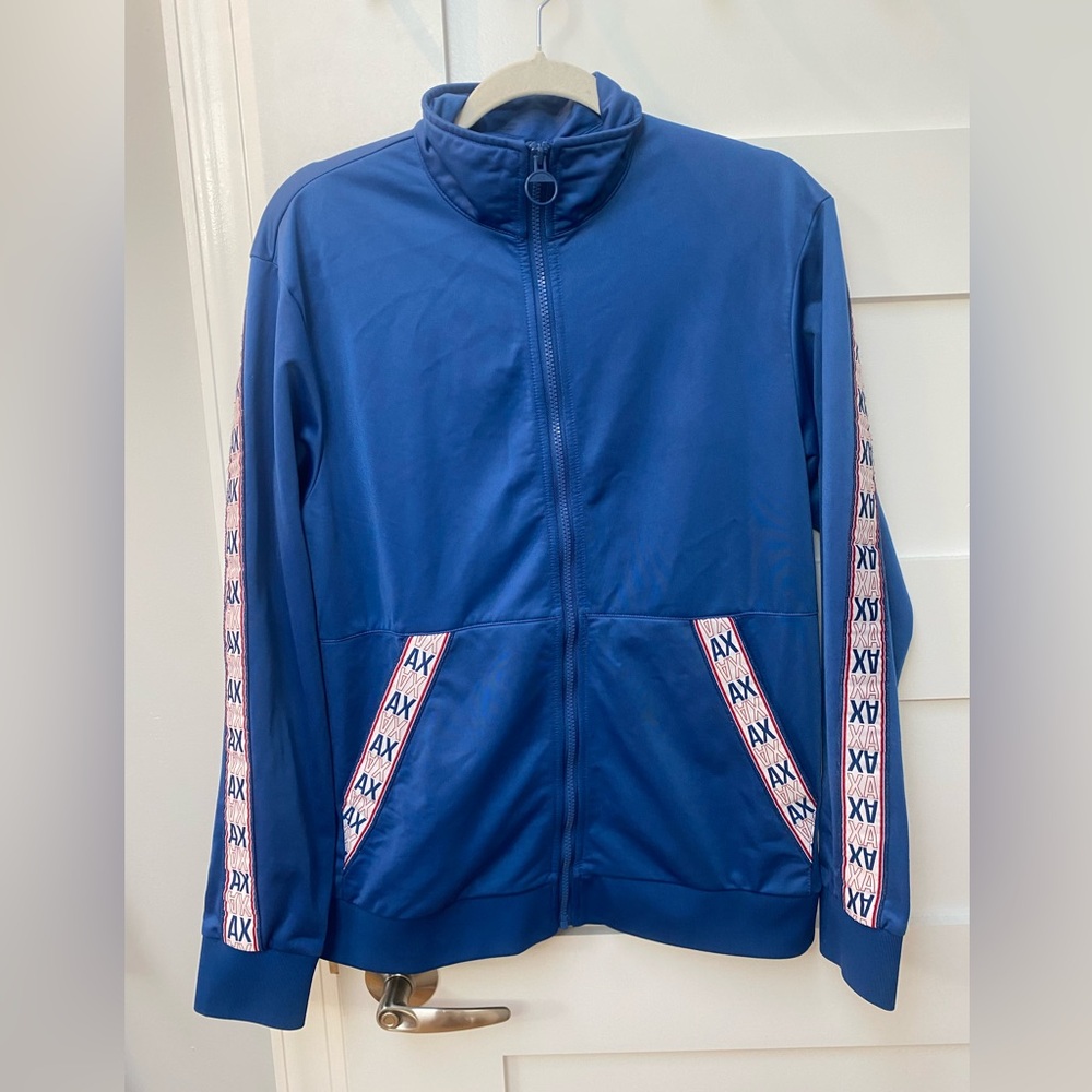 Armani Exchange Blue zipper jacket with white and red logo - Picture 3 of 9